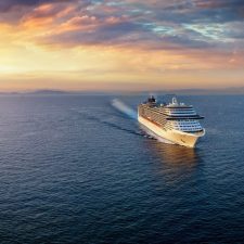 Panoramic,Aerial,View,Of,A,Cruise,Ship,Traveling,Over,The Panoramic,Aerial,View,Of,A,Cruise,Ship,Traveling,Over,The